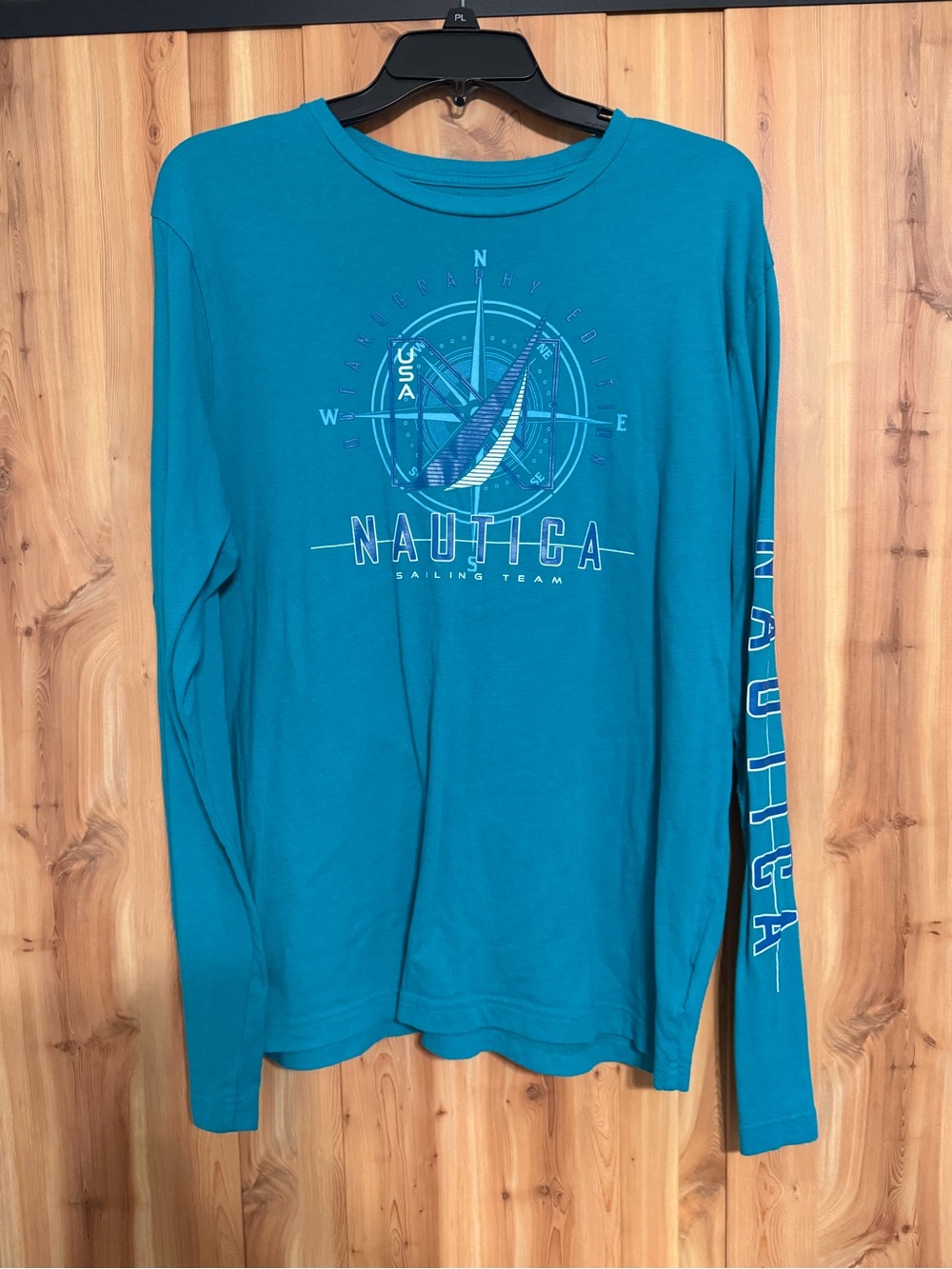 Nautica Men’s Teal Long-Sleeve Sailing Graphic Tee